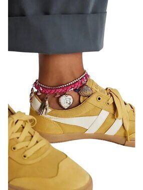 Free People Sky Charm Pink Anklet One Size Gold Tone New With Tags
